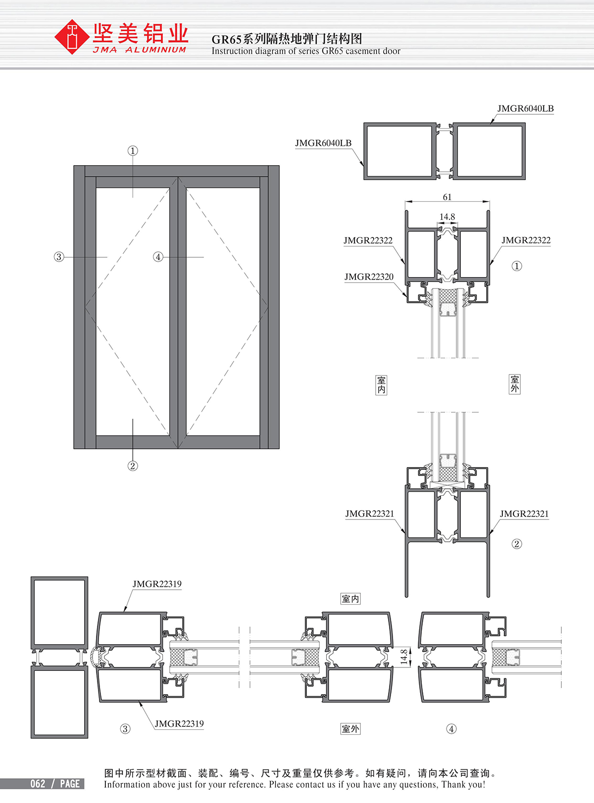 Schéma de structure de la porte isolante à ressort au sol de la série GR65